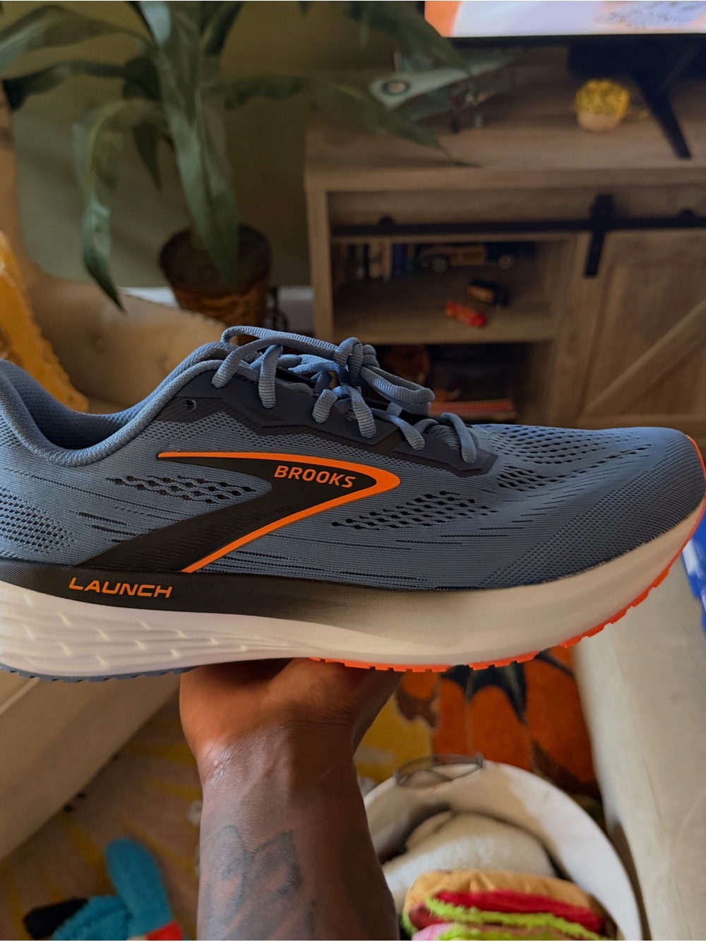 Brooks Launch 12 Running Shoe - Blue with Orange Accents